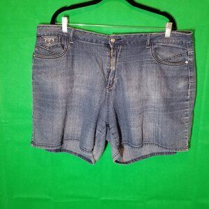 Just Jeans Womens Size20 Blue Denim Bermuda Shorts, Western, Embellished Pockets